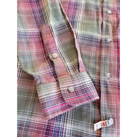 Panhandle Slim Shirt Mens XL Button Down Brown Red Plaid Western Cowboy Cotton - Picture 8 of 15